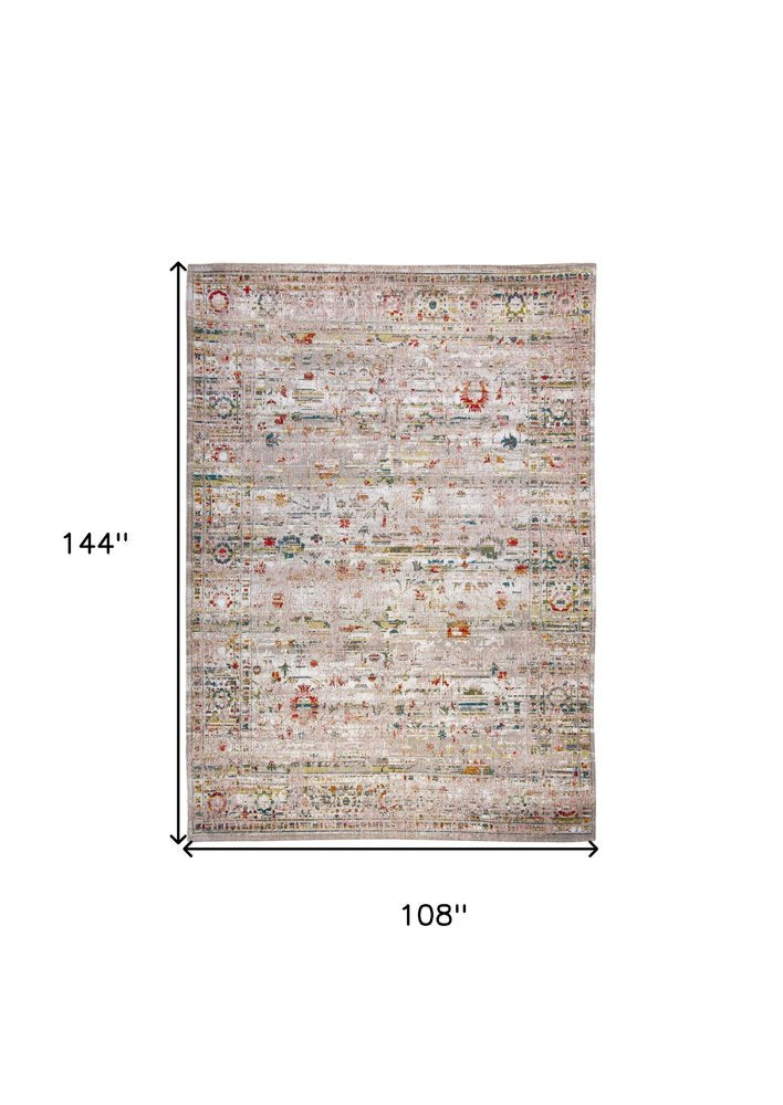 9' X 13' White Oriental Non Skid Area Rug