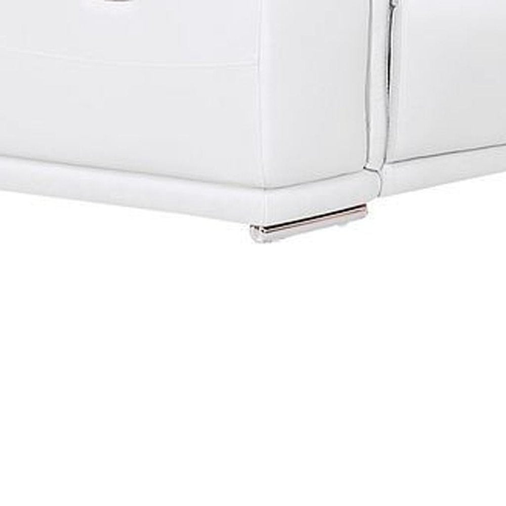 White Leather Modular U Shaped Eight Piece Corner Sectional With Console