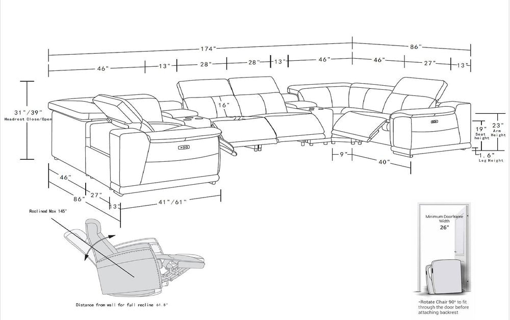 White Leather Modular U Shaped Eight Piece Corner Sectional With Console